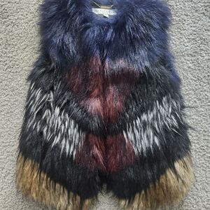 Trina Turk Faux Fur Multicolor Vest